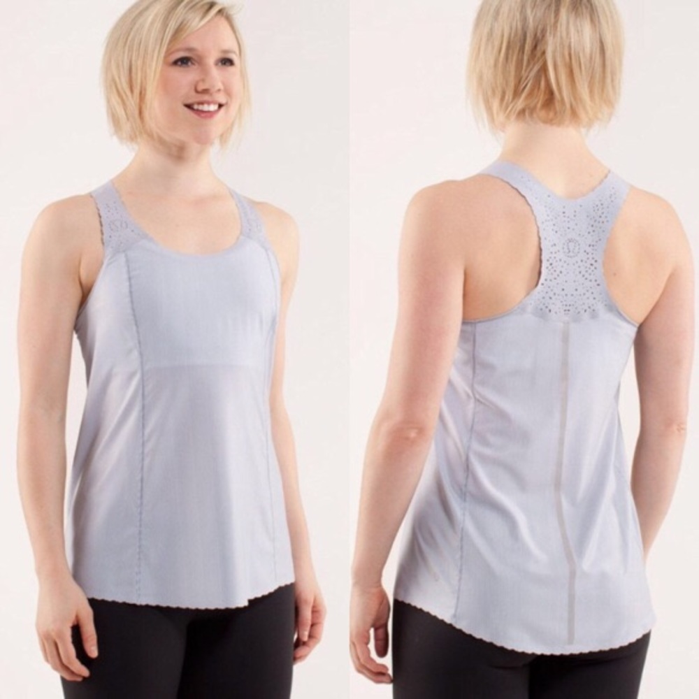 Lululemon Run A Marathon Singlet Seersucker Blue